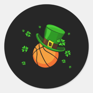Basketball Patrick's Day Hat Classic Round Sticker