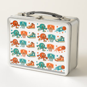Basketball Pattern Metal Lunchbox