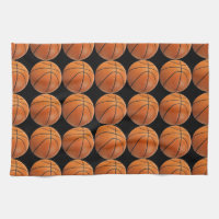 Basketball Pattern on Black Kitchen Towel