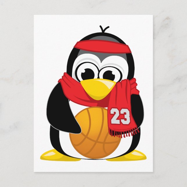 Basketball Penguin Scarf Postcard (Front)