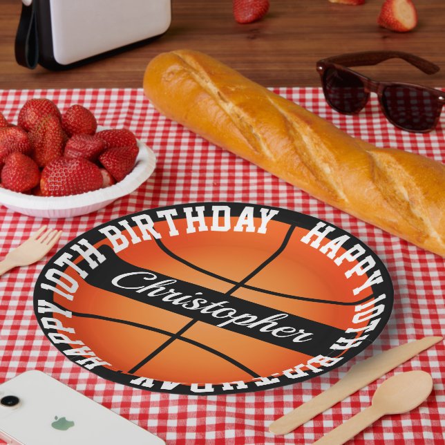 Basketball Personalised Birthday Paper Plate (Picnic)