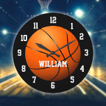 Basketball Personalised Custom Name Large Clock<br><div class="desc">Personalised name basketball clock. Designed by Thisisnotme©</div>