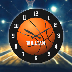 Basketball Personalised Custom Name Large Clock