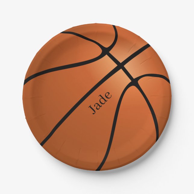 Basketball Personalised Name Birthday Paper Plate (Front)