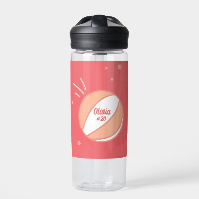 Basketball Personalised Name Number Personalised Water Bottle (Front)