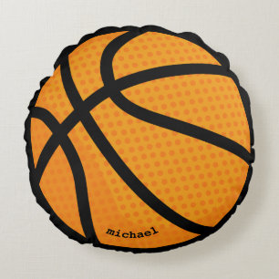 Basketball personalised name round cushion
