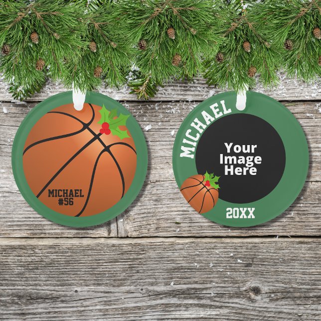 Basketball Personalised Photo Christmas Ornament (Creator Uploaded)