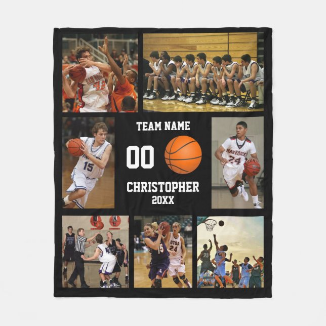 Basketball photo collage fleece blanket (Front)