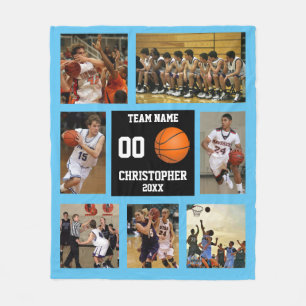 Basketball photo collage fleece blanket