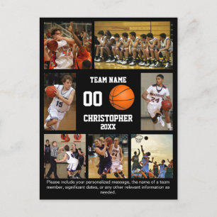 Basketball photo collage fleece blanket postcard