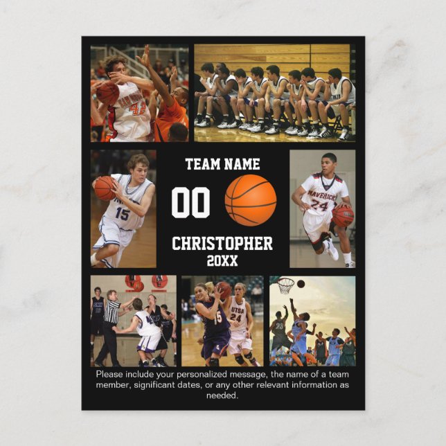 Basketball photo collage fleece blanket postcard (Front)