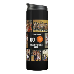 Basketball photo collage Orange Thermal Tumbler