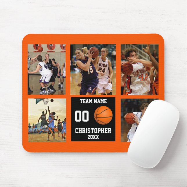 Basketball Photo Collage Personalised Mouse Pad (With Mouse)