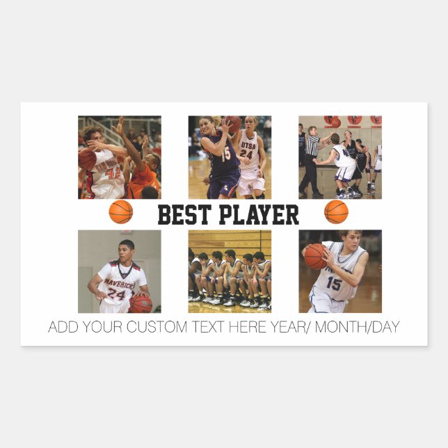 Basketball photo collage template Photo Block Rectangular Sticker (Front)