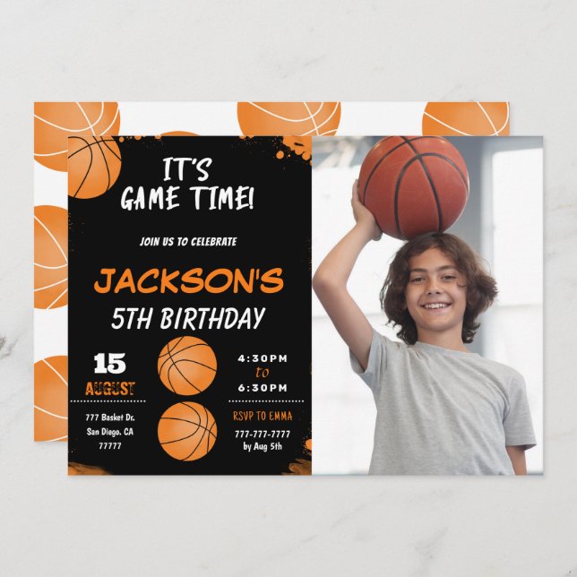 basketball Photo Invitation (Front/Back)
