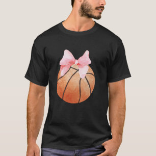 Basketball Pink Bow Coquette Preppy Aesthetic Play T-Shirt