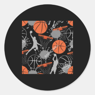 Basketball Play Pattern  Classic Round Sticker