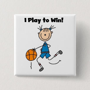 Basketball Play to Win T-shirts and Gifts 15 Cm Square Badge