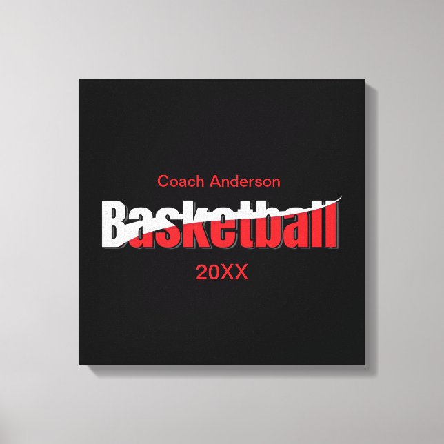 Basketball Player Abstract Swish - Word Art Canvas Print (Front)
