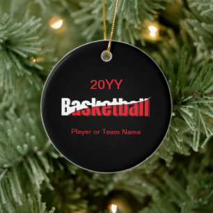 Basketball Player Abstract Swish - Word Art Ceramic Tree Decoration