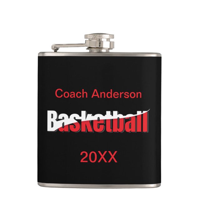 Basketball Player Abstract Swish - Word Art Hip Flask (Front)