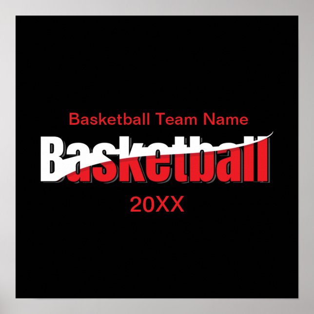 Basketball Player Abstract Swish - Word Art Poster (Front)