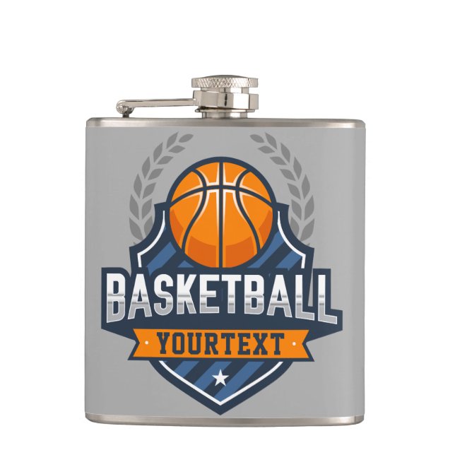Basketball Player ADD NAME Varsity School Team Hip Flask (Front)