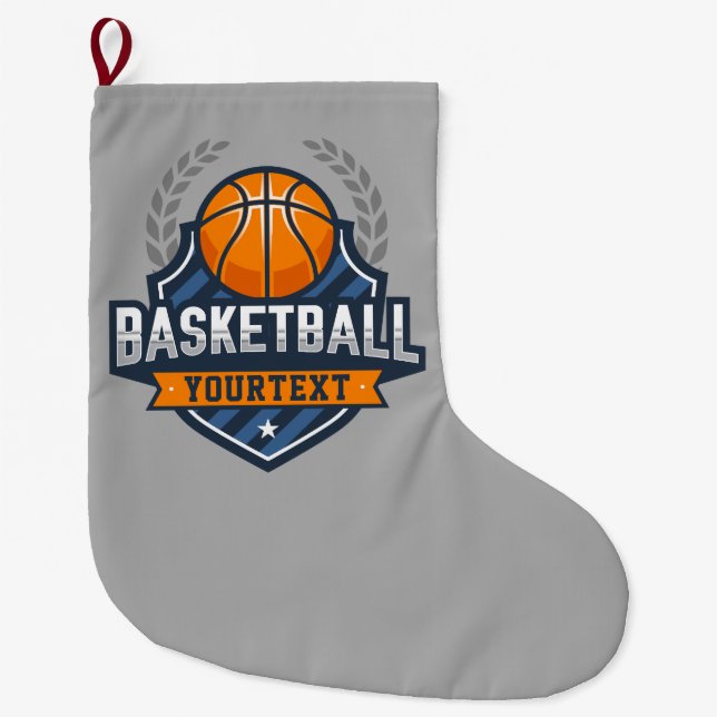 Basketball Player ADD NAME Varsity School Team Large Christmas Stocking (Front)