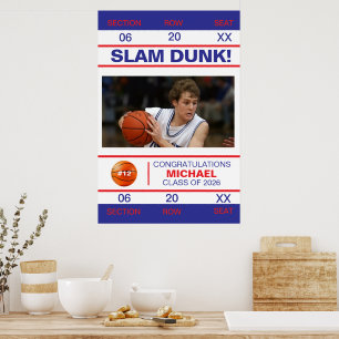 Basketball Player Admission Ticket Graduate Poster