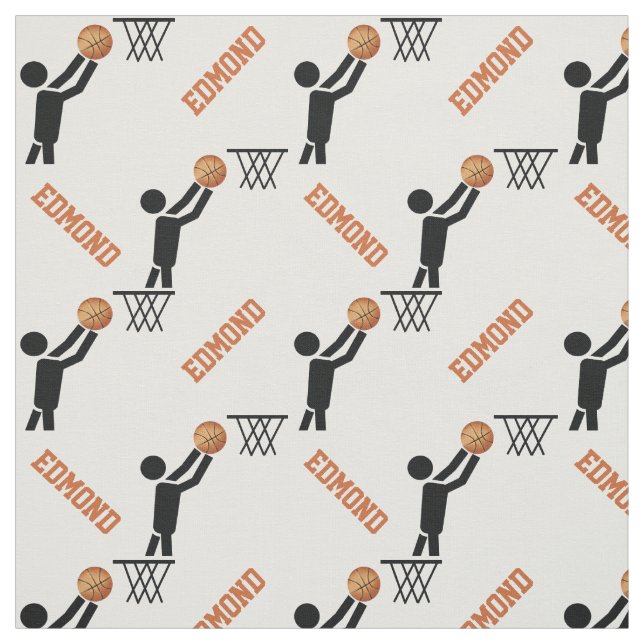 Basketball player and your name personalised fabric (Swatch)