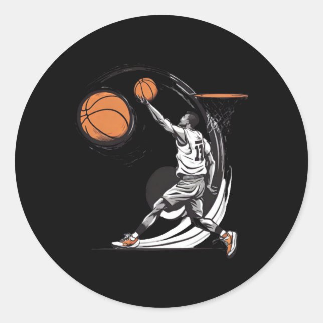 Basketball Player Art 1  Classic Round Sticker (Front)