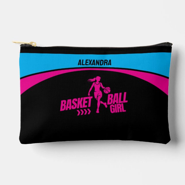 Basketball Player, Basketball Girl Birthday   Accessory Pouch (Front)