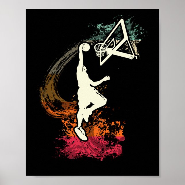 Basketball player boy VINTAGE Dunk Poster (Front)