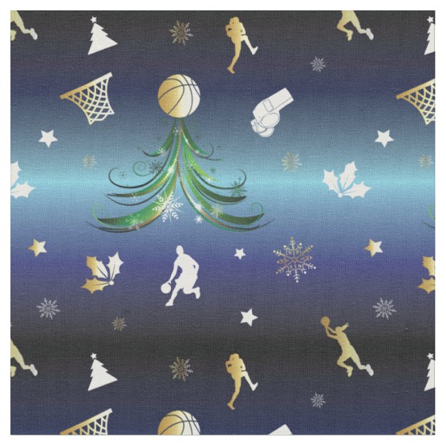 Basketball Player Christmas Tree Fabric (Close Up)