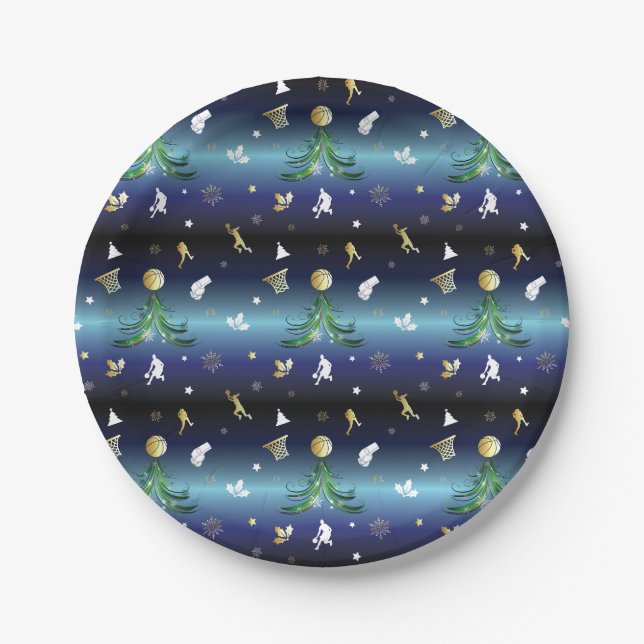 Basketball Player Christmas Tree Paper Plate (Front)
