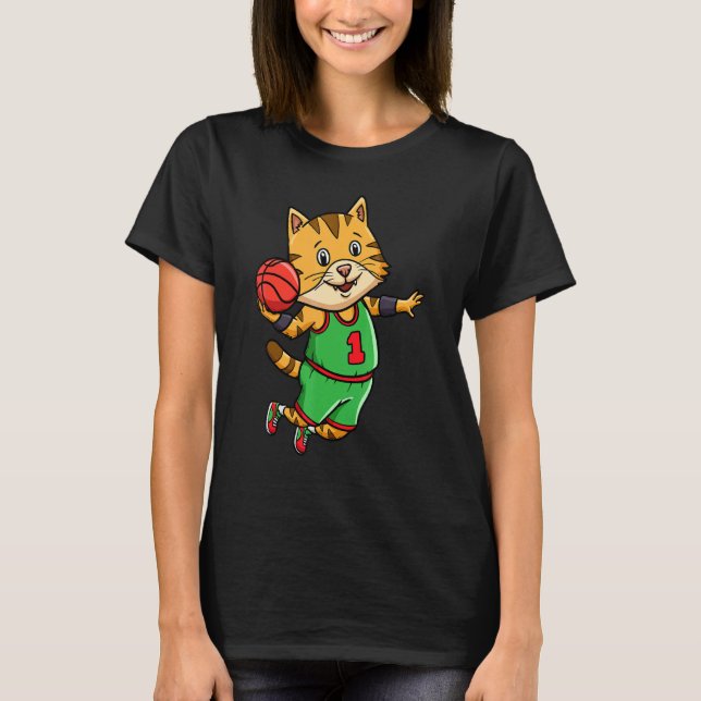 Basketball Player Coach Bball Hoop Cat Owner T-Shirt (Front)