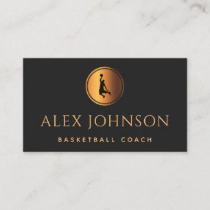 Basketball Player Coach Silhouette Elegant Gold B Business Card