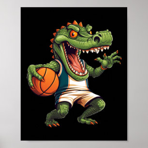 Basketball Player Crocodile Poster