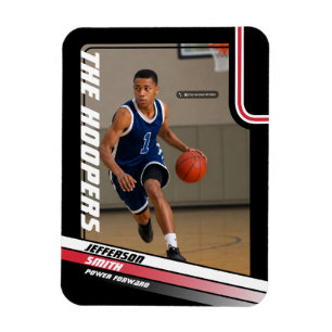 Basketball Player Custom Black Red Photo Magnet