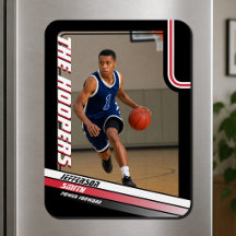 Basketball Player Custom Black Red Photo Magnet