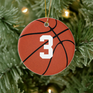 Basketball Player Custom Jersey Number or Letters Ceramic Tree Decoration