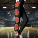 Basketball Player Custom Jersey Number Sports Team Leggings<br><div class="desc">Basketball Player Custom Jersey Number Sports Team Leggings: Super cute and customisable leggings for basketball players, with a custom text box where you can type in your own jersey number. Just click "Personalise this template" and type your own number or any other text (initials, school letters, etc.) in the custom...</div>