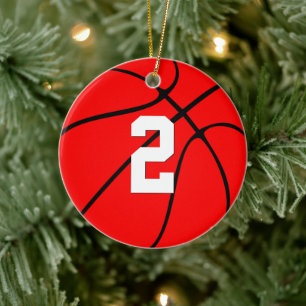 Basketball Player Custom Number Christmas Colours Ceramic Tree Decoration