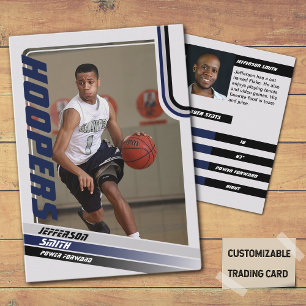 Basketball Player Custom Trading Card Black Blue