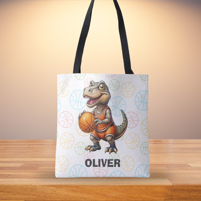 Basketball Player Cute Dinosaur Tote Bag (Creator Uploaded)