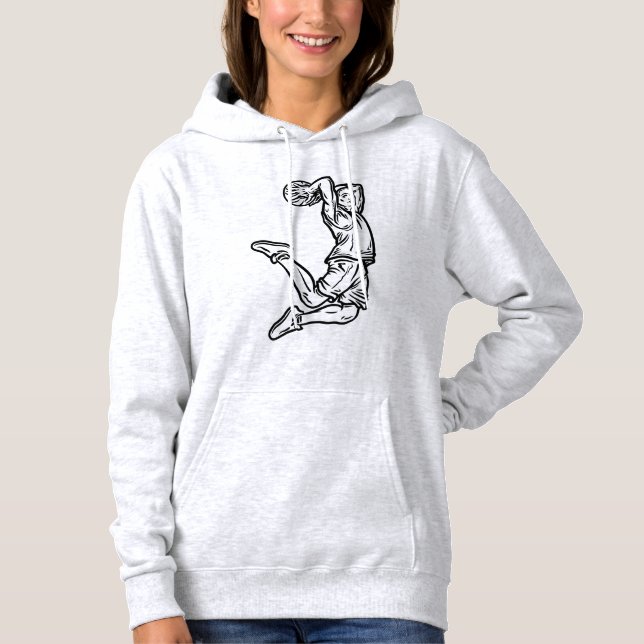 Basketball Player Doing Slam Dunk Dark Design Hoodie (Front)