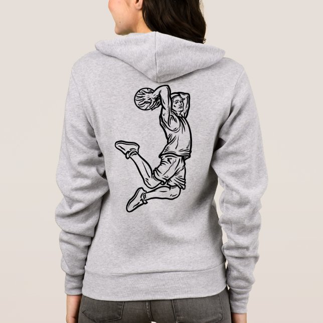 Basketball Player Doing Slam Dunk Dark Design Hoodie (Back)