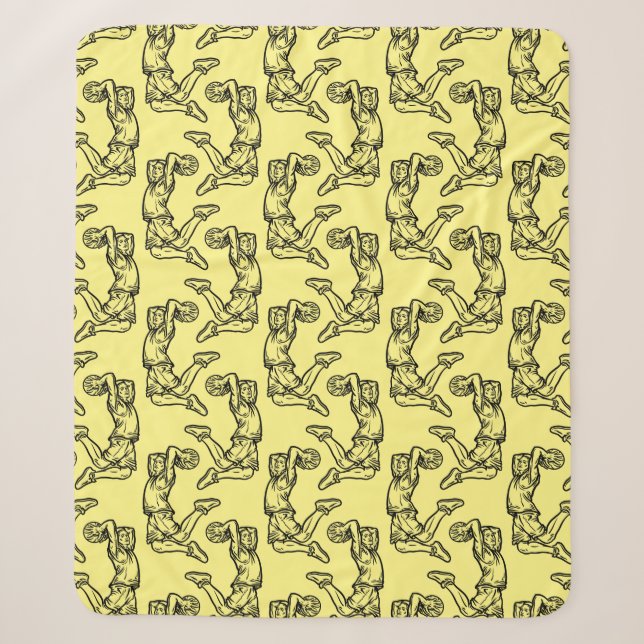 Basketball Player Doing Slam Dunk Dark Design Sherpa Blanket (Front)