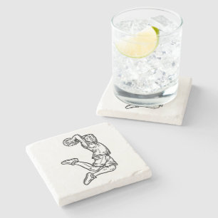 Basketball Player Doing Slam Dunk Dark Design Stone Coaster
