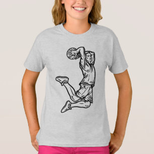 Basketball Player Doing Slam Dunk Dark Design T-Shirt